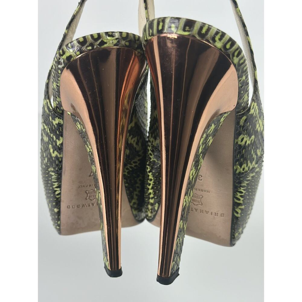 Brian Atwood Platform Python Embossed Leather Yel… - image 8